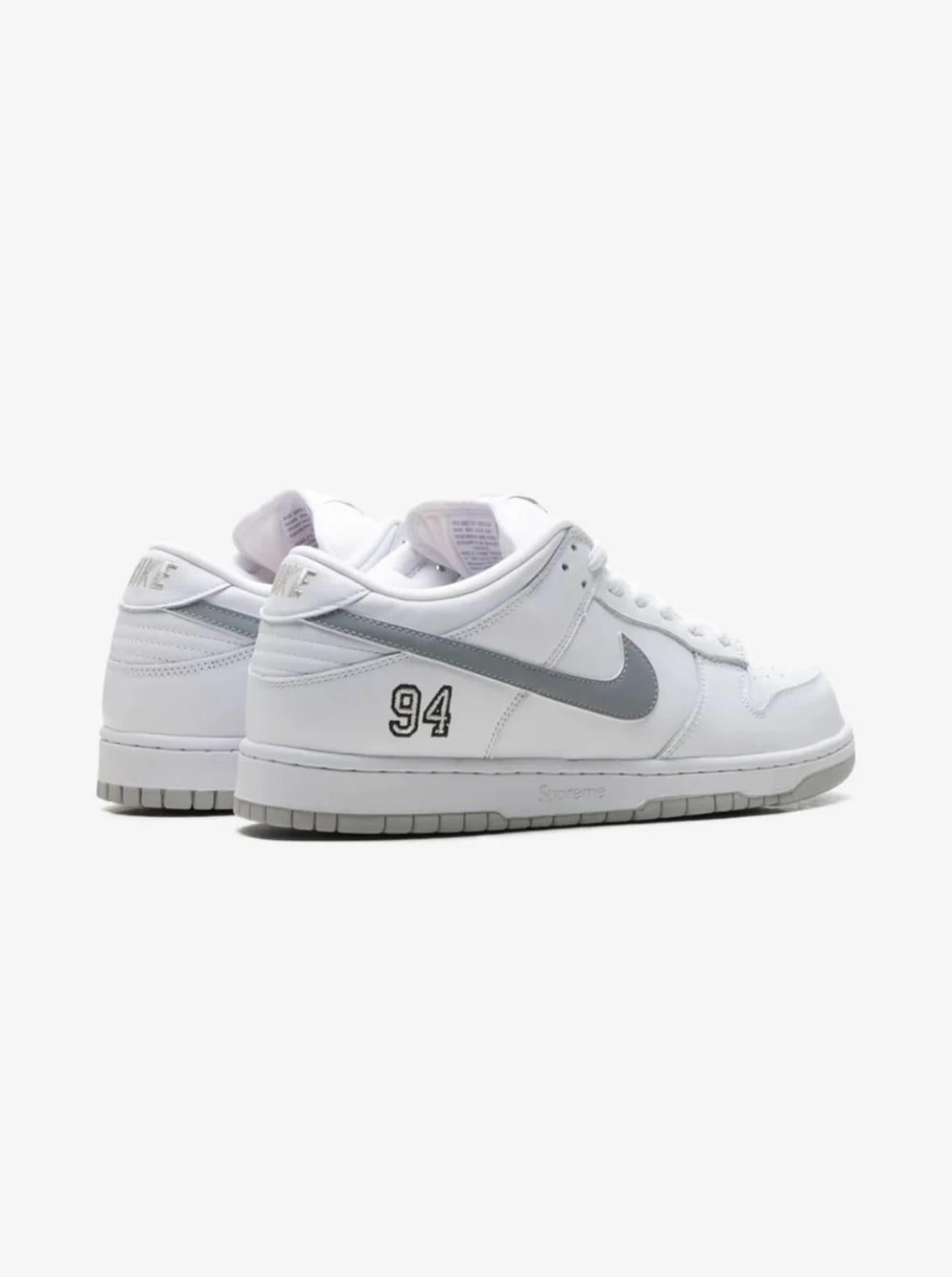 NIKE SB DUNK LOW SUPREME 94 WHITE METALLIC SILVER
