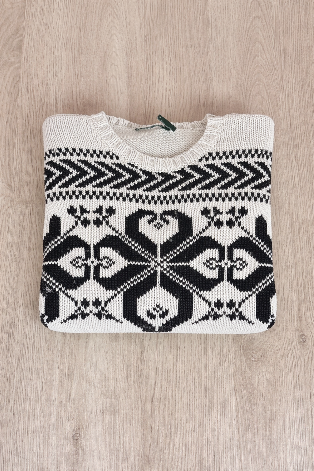 MAGLIONE LAUREN RALPH LAUREN FANTASIA NORDIC BIANCO E NERO