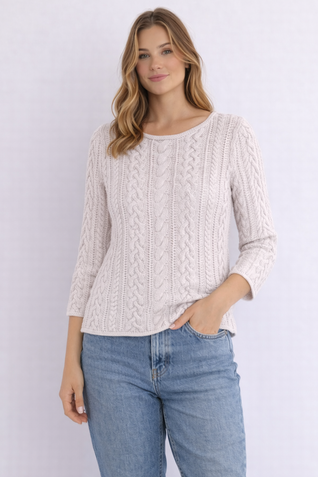 MAGLIONE LAUREN RALPH LAUREN LILLA CHIARO A TRECCE