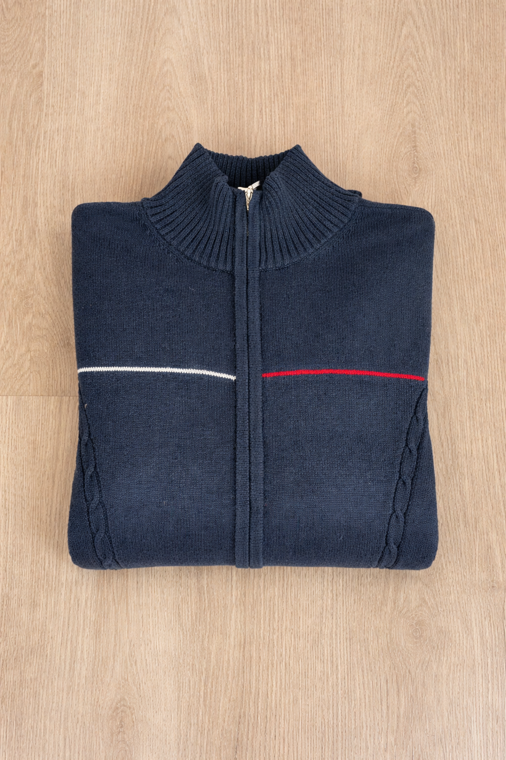 MAGLIONE TOMMY HILFIGER BLU CON ZIP E DETTAGLI A CONTRASTO
