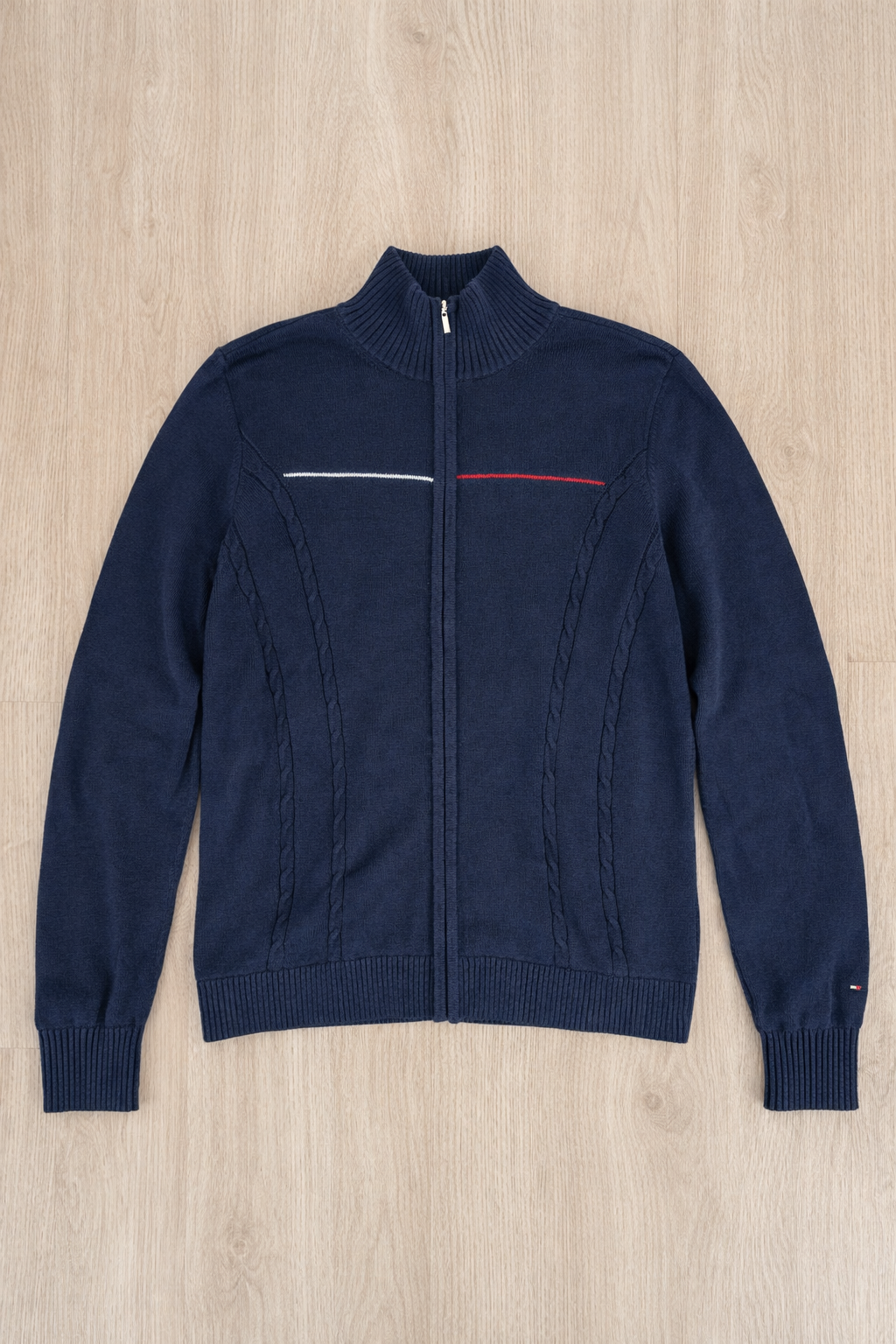 MAGLIONE TOMMY HILFIGER BLU CON ZIP E DETTAGLI A CONTRASTO