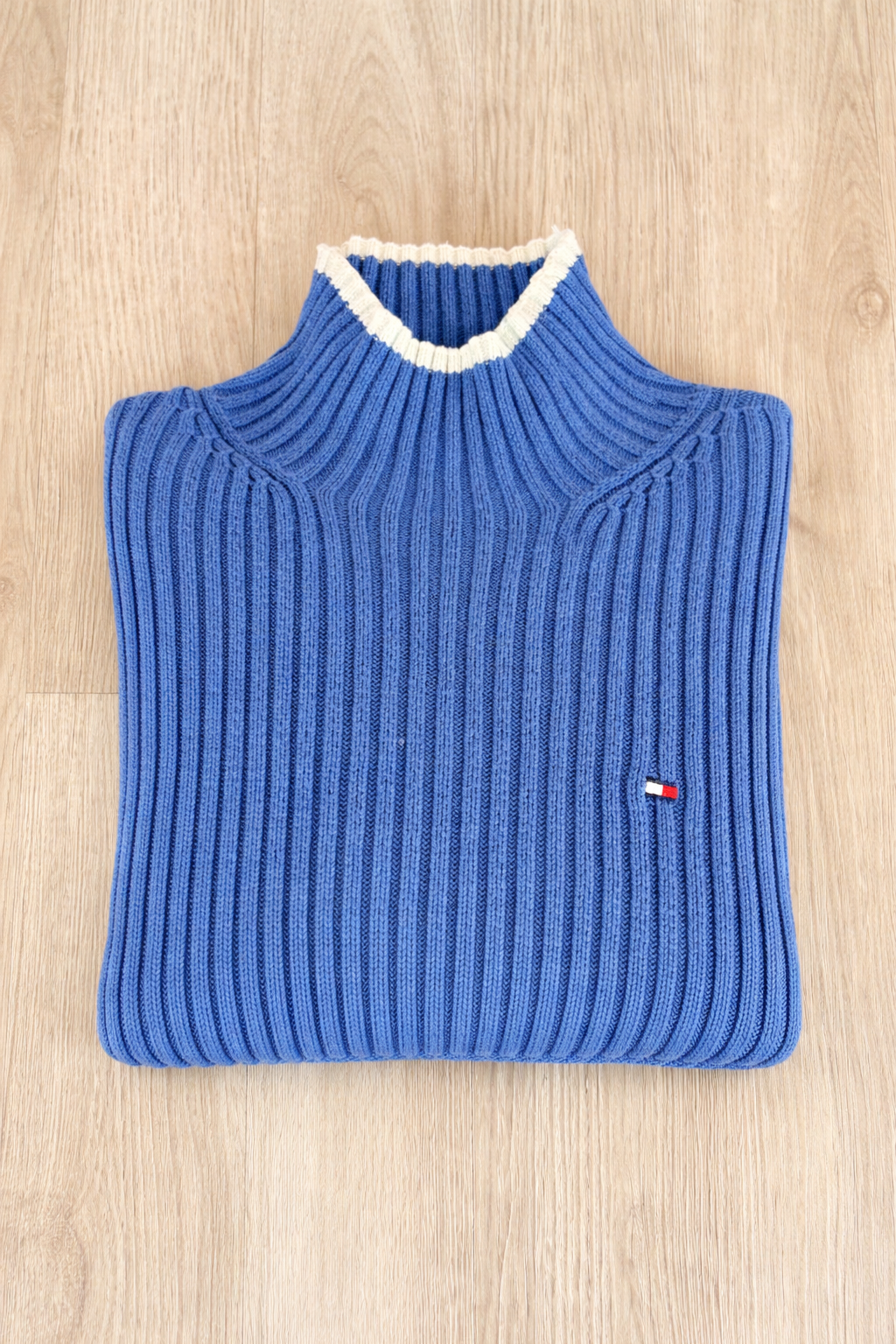 MAGLIONCINO TOMMY HILFIGER BLU A COSTE CON COLLO ALTO