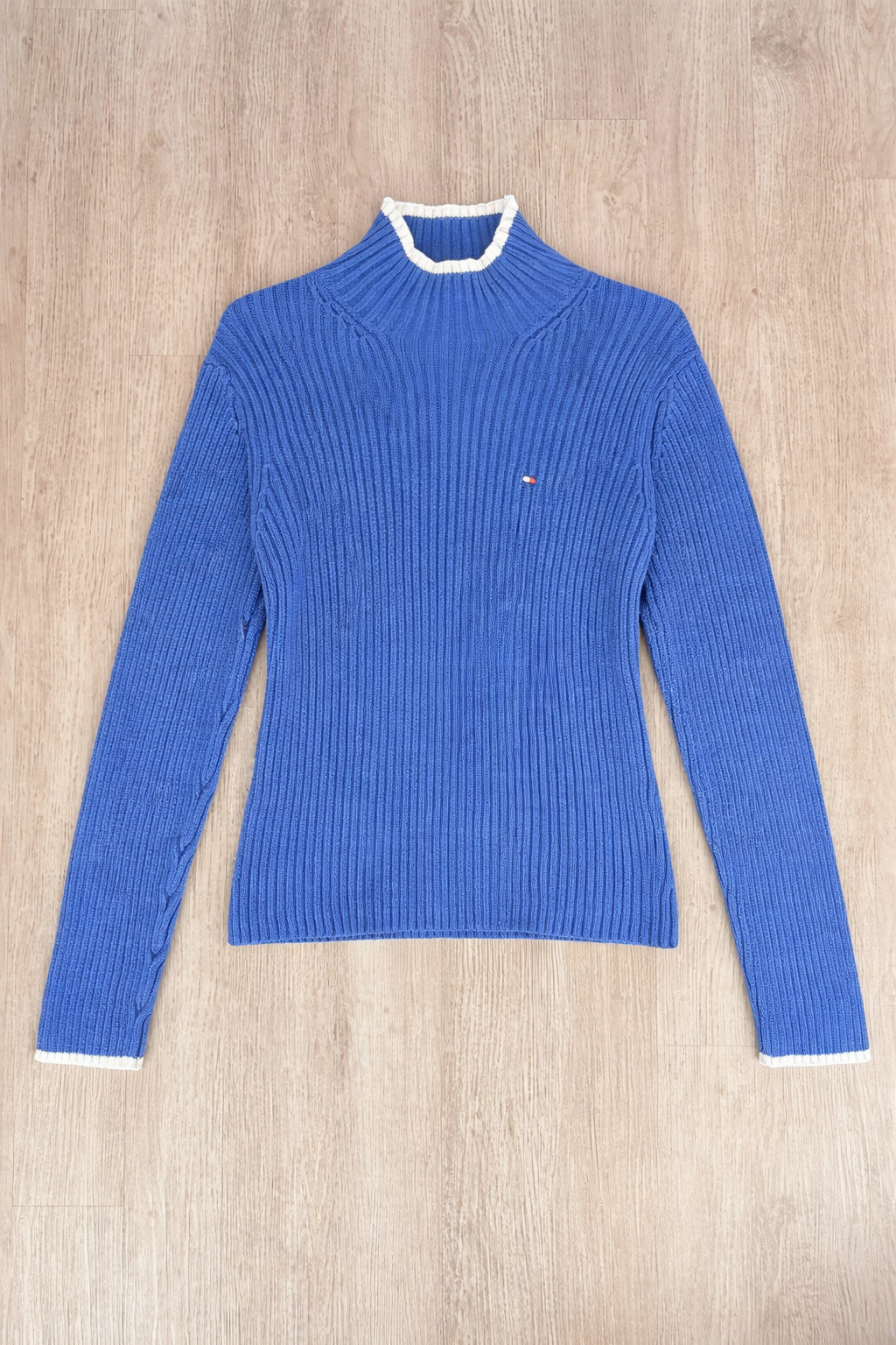 MAGLIONCINO TOMMY HILFIGER BLU A COSTE CON COLLO ALTO