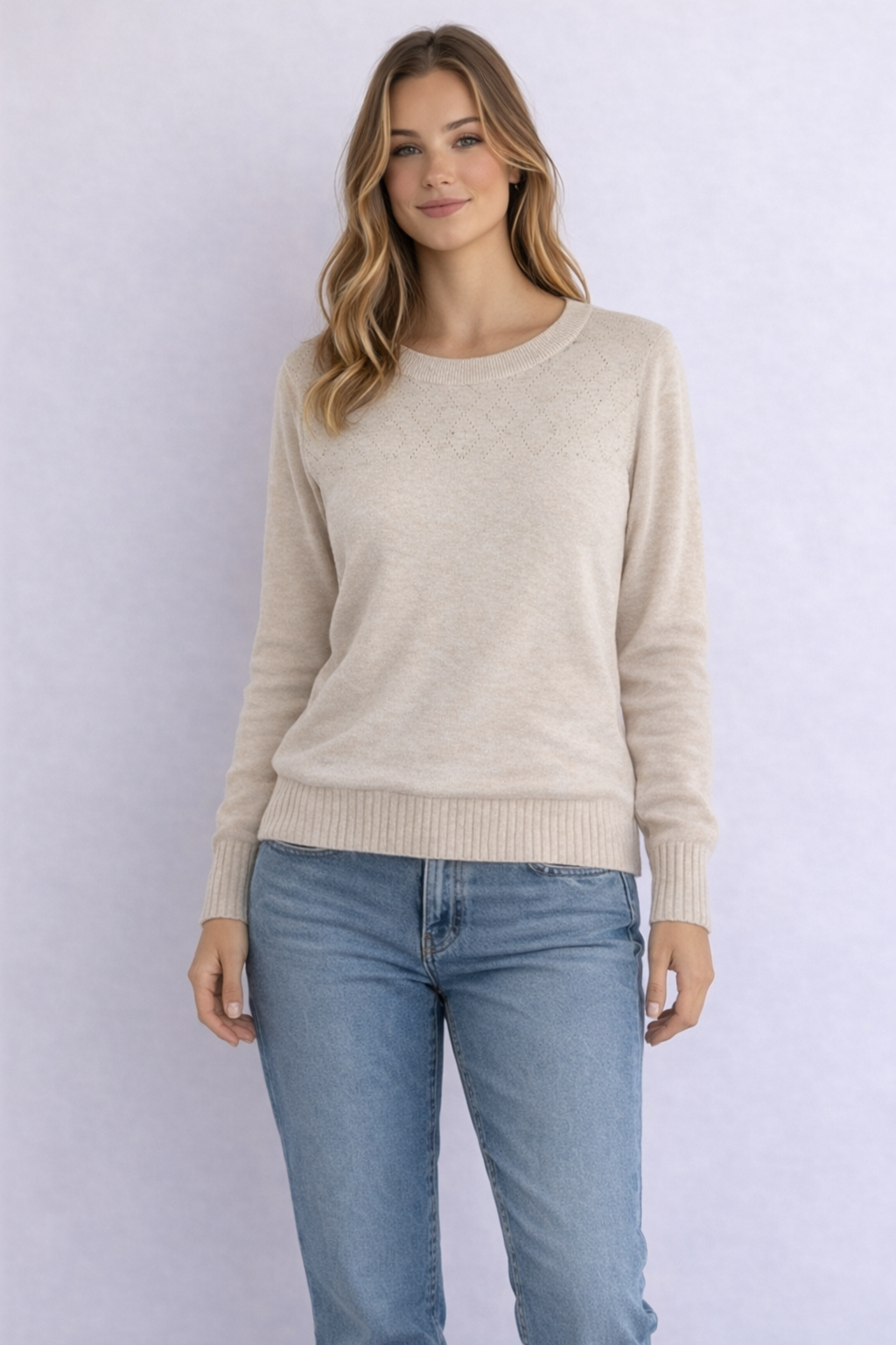 MAGLIONE TOMMY HILFIGER PANNA CON LAVORAZIONE TRAFORATA