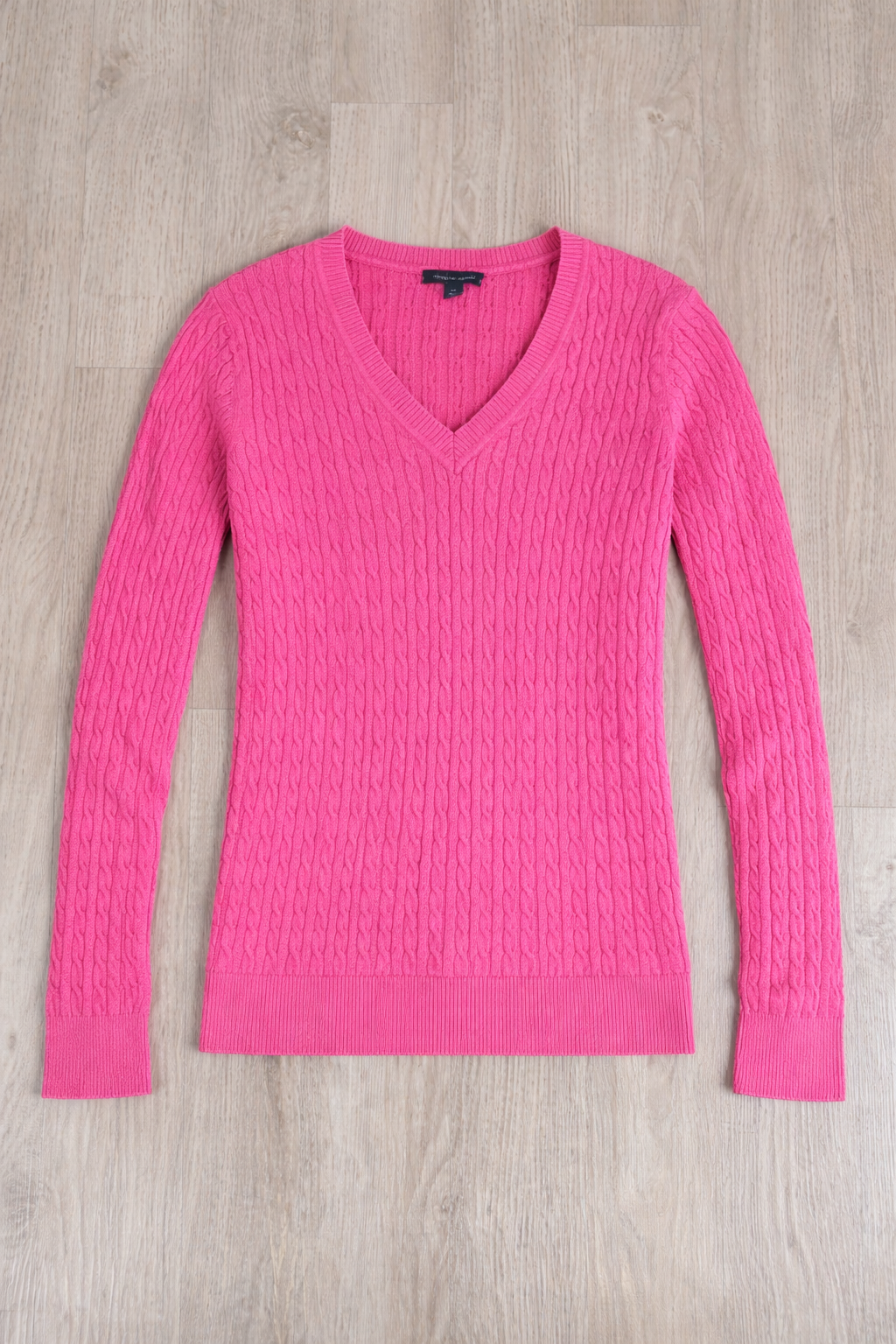 MAGLIONE TOMMY HILFIGER ROSA A TRECCE CON SCOLLO A V