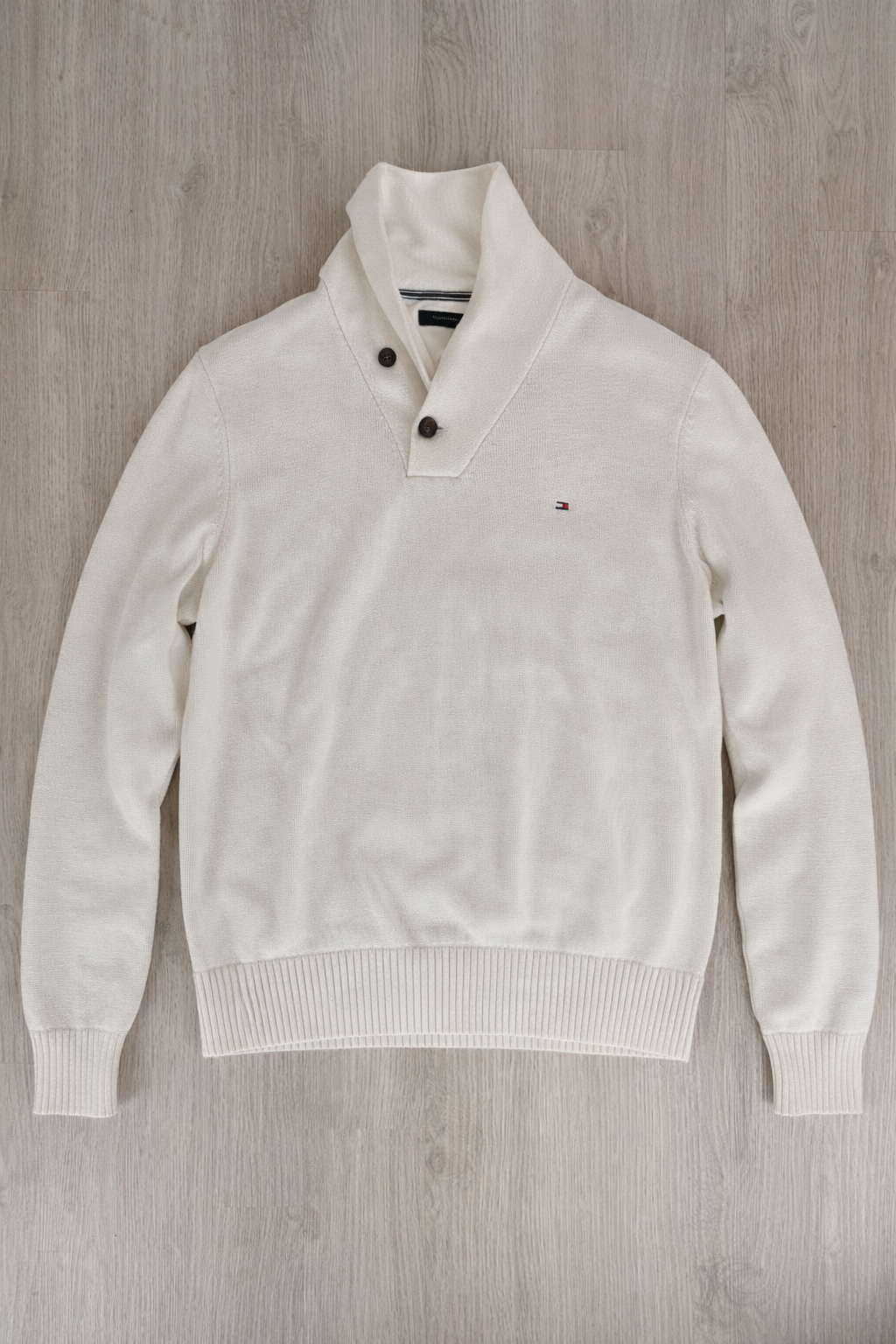 MAGLIONE TOMMY HILFIGER PANNA CON COLLO A SCIALLE