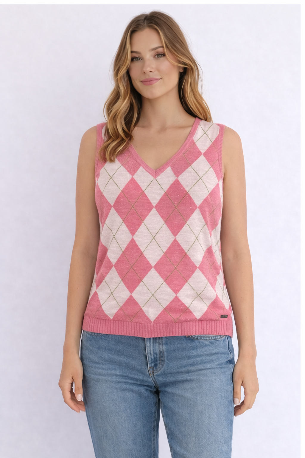 GILET TOMMY HILFIGER ROSA A ROMBI ARGYLE