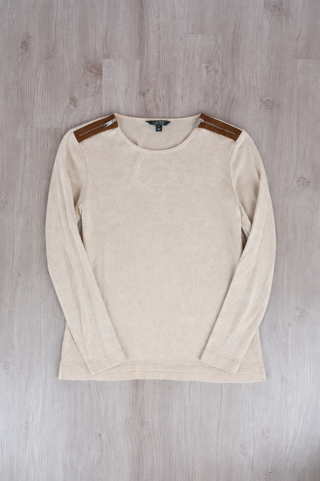 MAGLIONE LAUREN RALPH LAUREN BEIGE CON DETTAGLI ZIP SULLE SPALLE