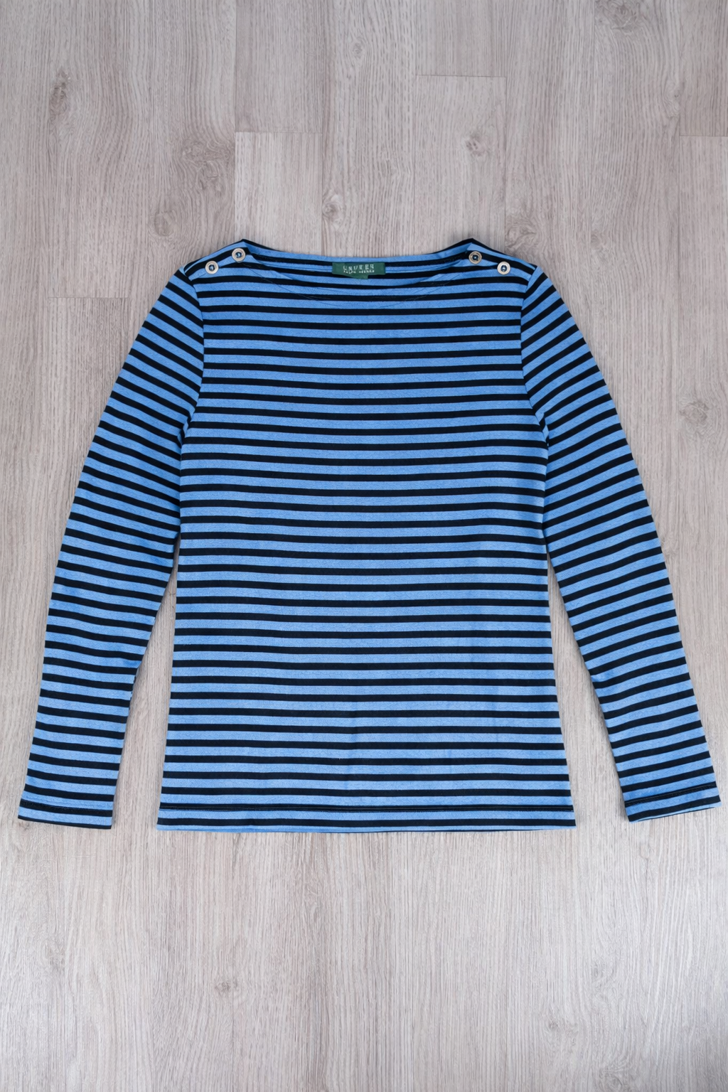 MAGLIONE LAUREN RALPH LAUREN A RIGHE BLU E NERE CON BOTTONI SULLE SPALLE