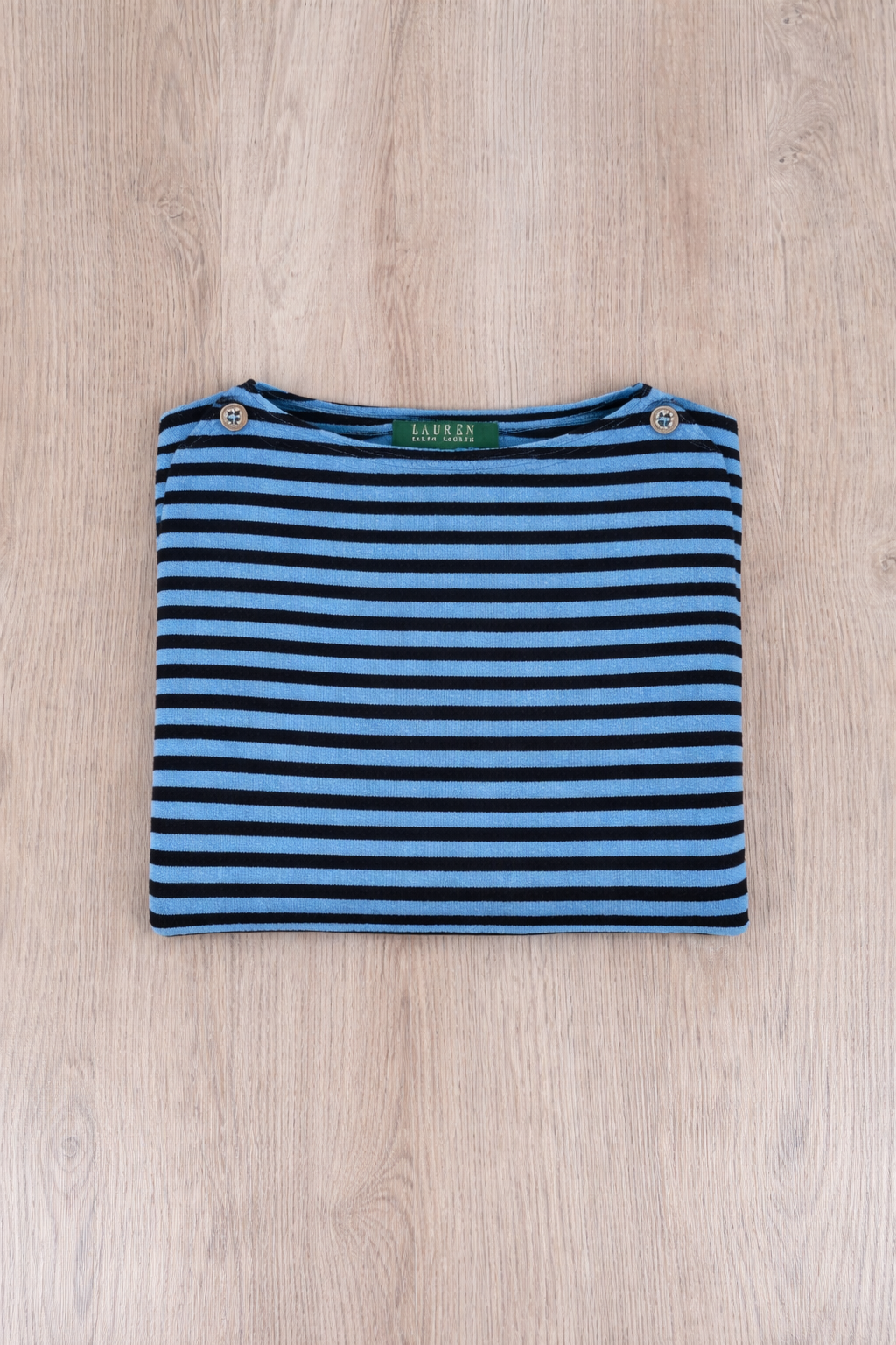 MAGLIONE LAUREN RALPH LAUREN A RIGHE BLU E NERE CON BOTTONI SULLE SPALLE