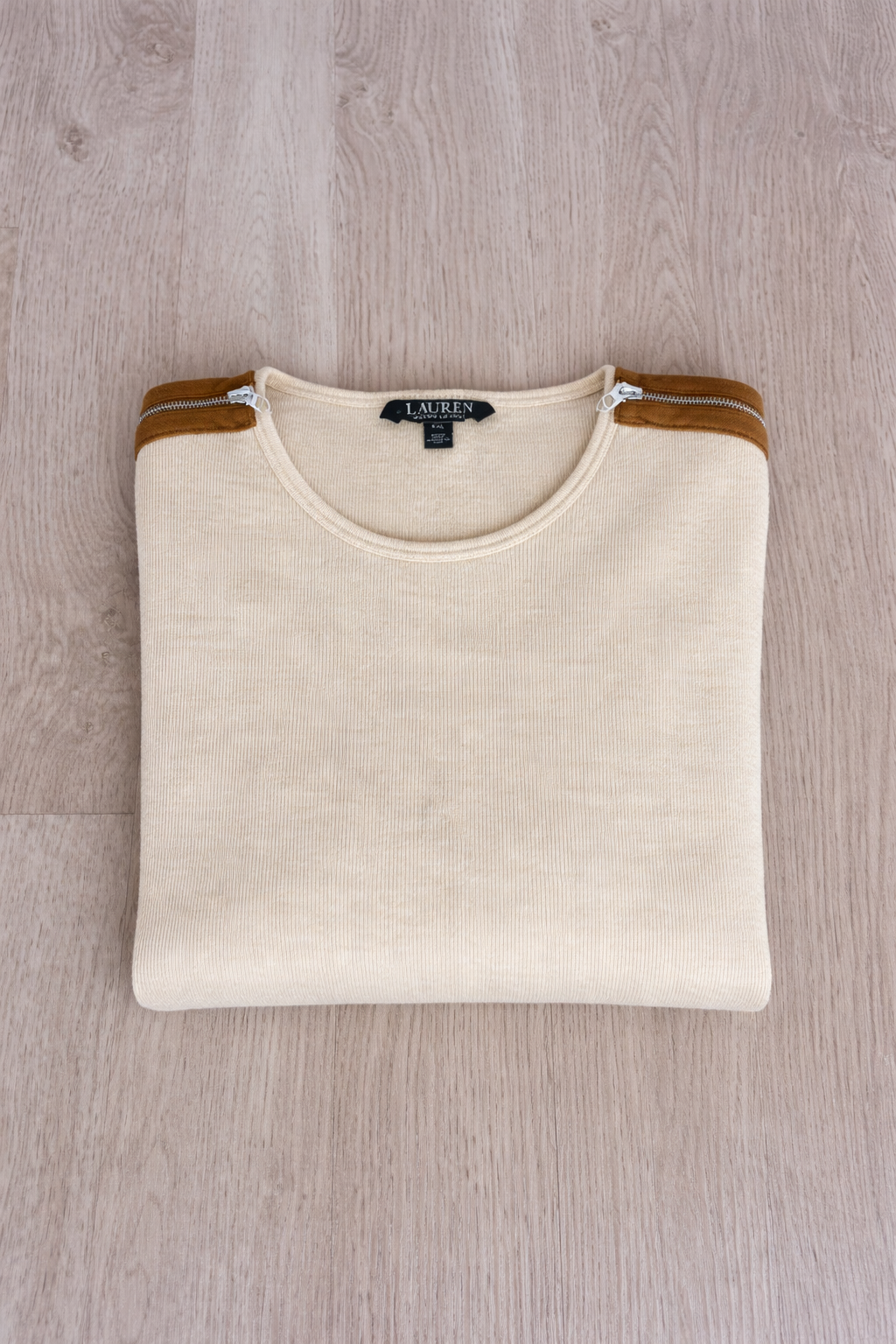 MAGLIONE LAUREN RALPH LAUREN BEIGE CON DETTAGLI ZIP SULLE SPALLE