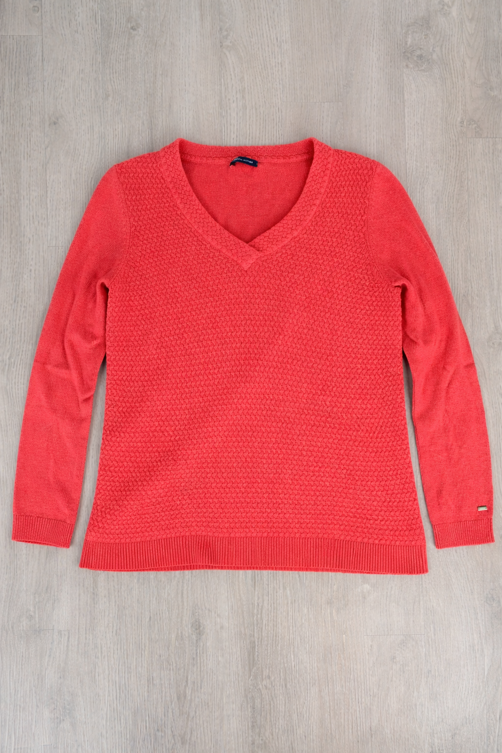 MAGLIONE TOMMY HILFIGER ROSSO CORALLO CON TRAMA TESTURIZZATA