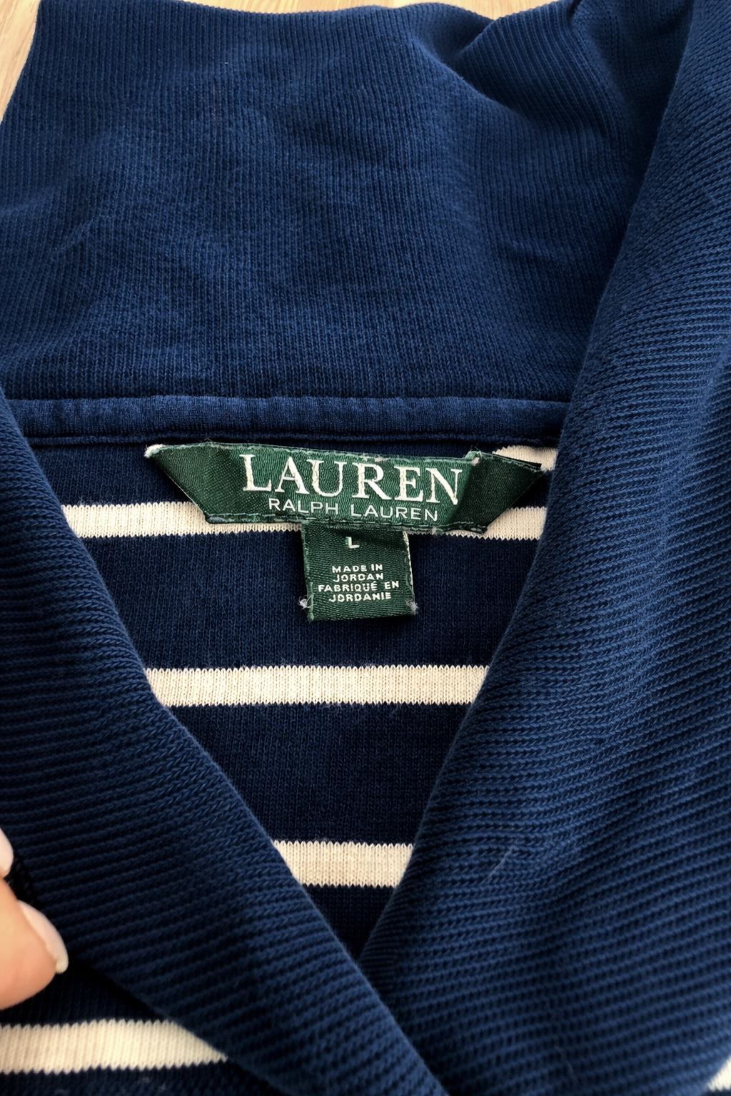 MAGLIONE LAUREN RALPH LAUREN BLU A RIGHE CON CHIUSURA TOGGLE