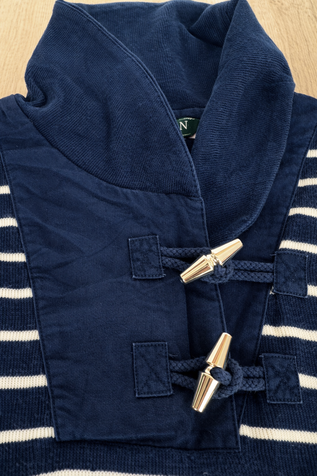 MAGLIONE LAUREN RALPH LAUREN BLU A RIGHE CON CHIUSURA TOGGLE