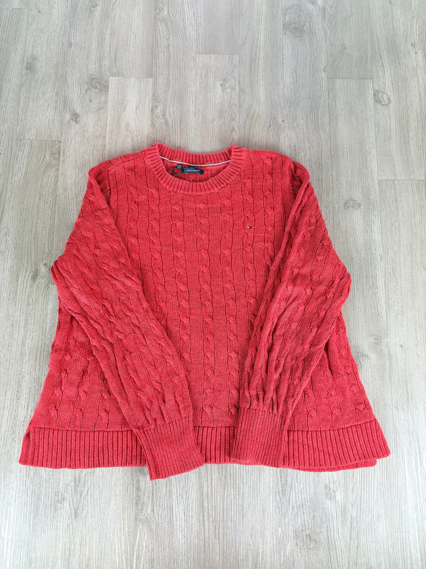 MAGLIONE TOMMY HILFIGER ROSSO A TRECCE
