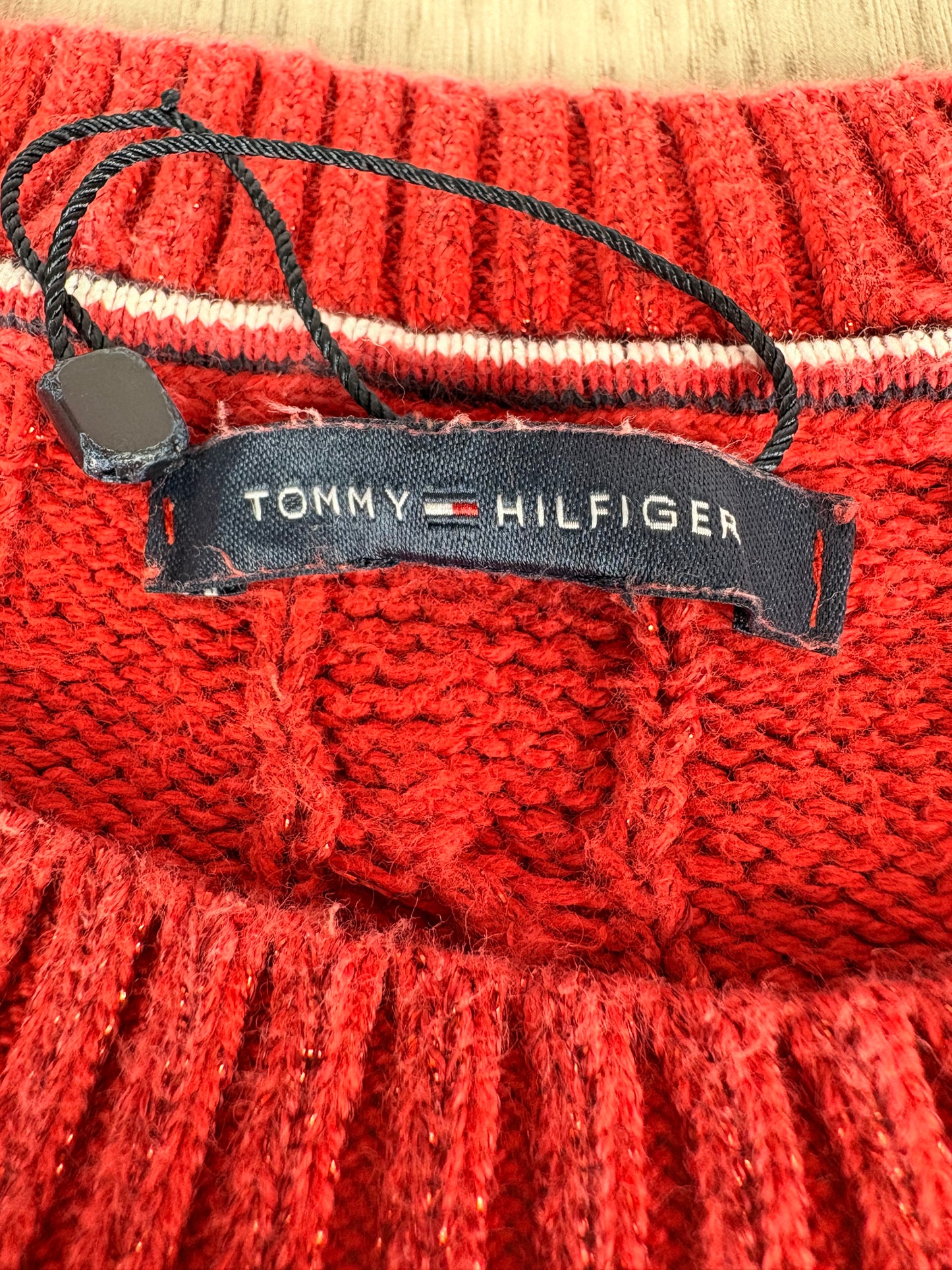 MAGLIONE TOMMY HILFIGER ROSSO A TRECCE