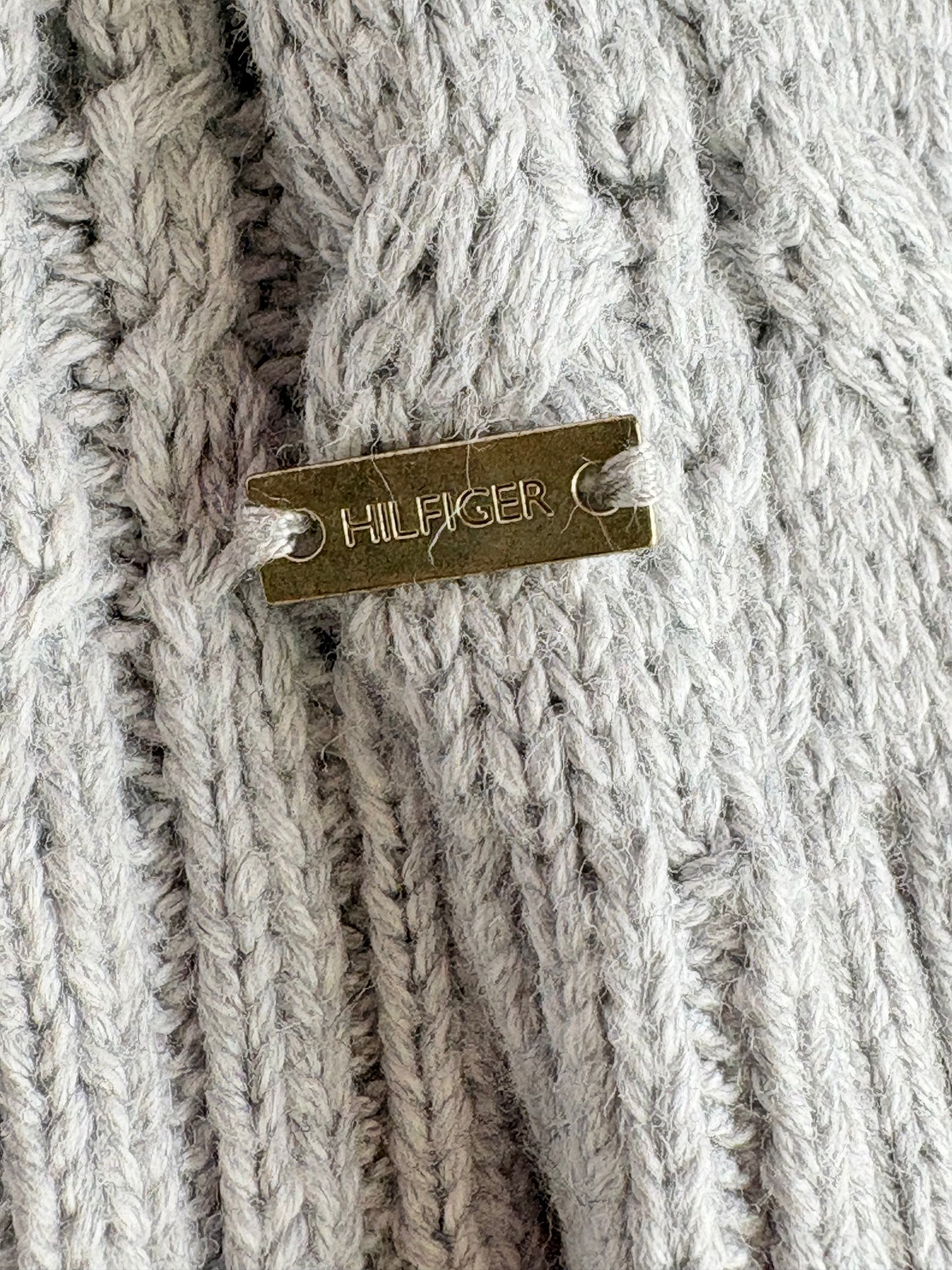 MAGLIONE TOMMY HILFIGER GRIGIO A TRECCE E TRAMA LAVORATA