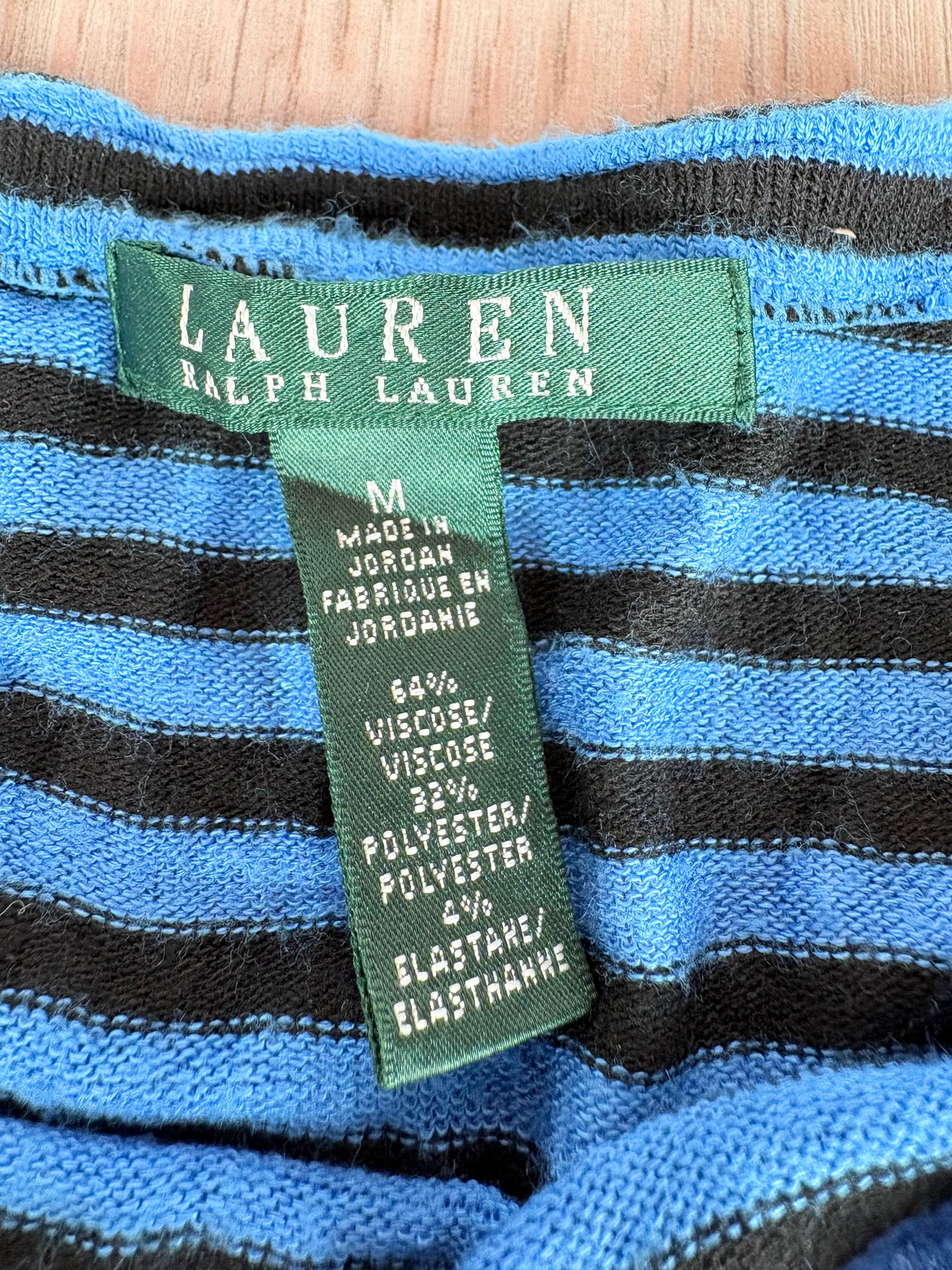 MAGLIONE LAUREN RALPH LAUREN A RIGHE BLU E NERE CON BOTTONI SULLE SPALLE