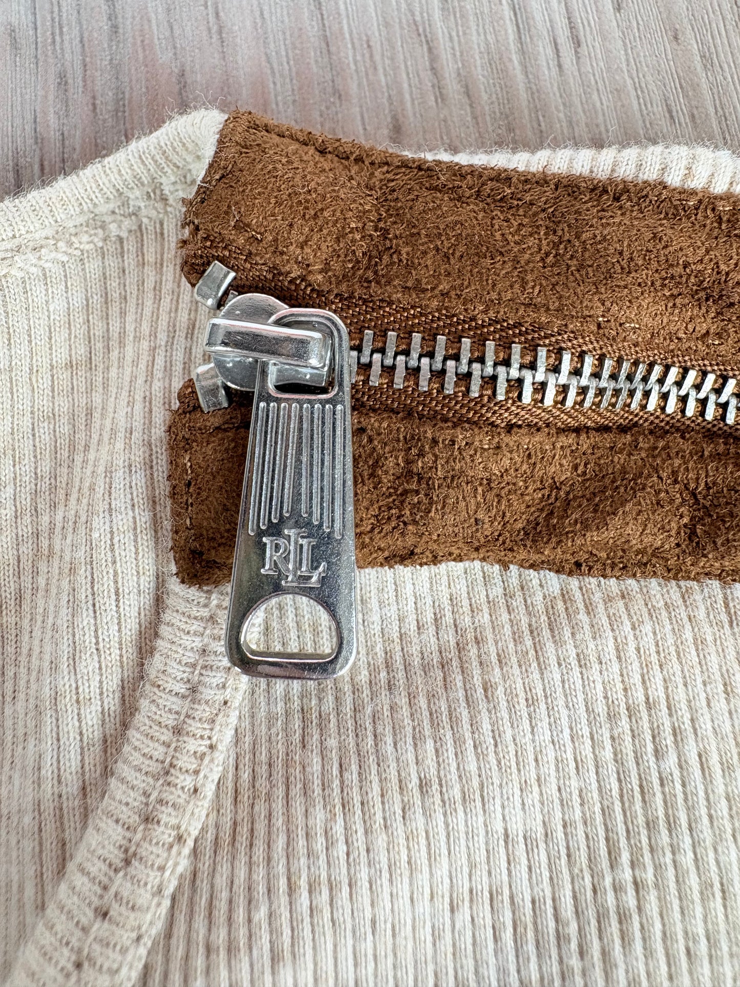 MAGLIONE LAUREN RALPH LAUREN BEIGE CON DETTAGLI ZIP SULLE SPALLE