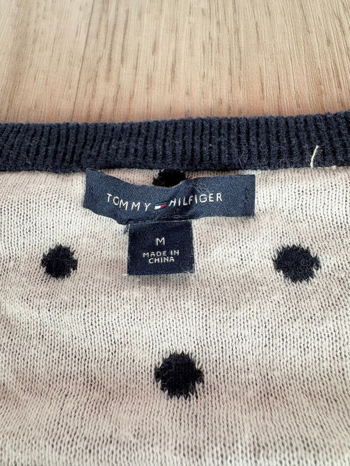 MAGLIONE TOMMY HILFIGER BLU A POIS CON SCOLLO A V