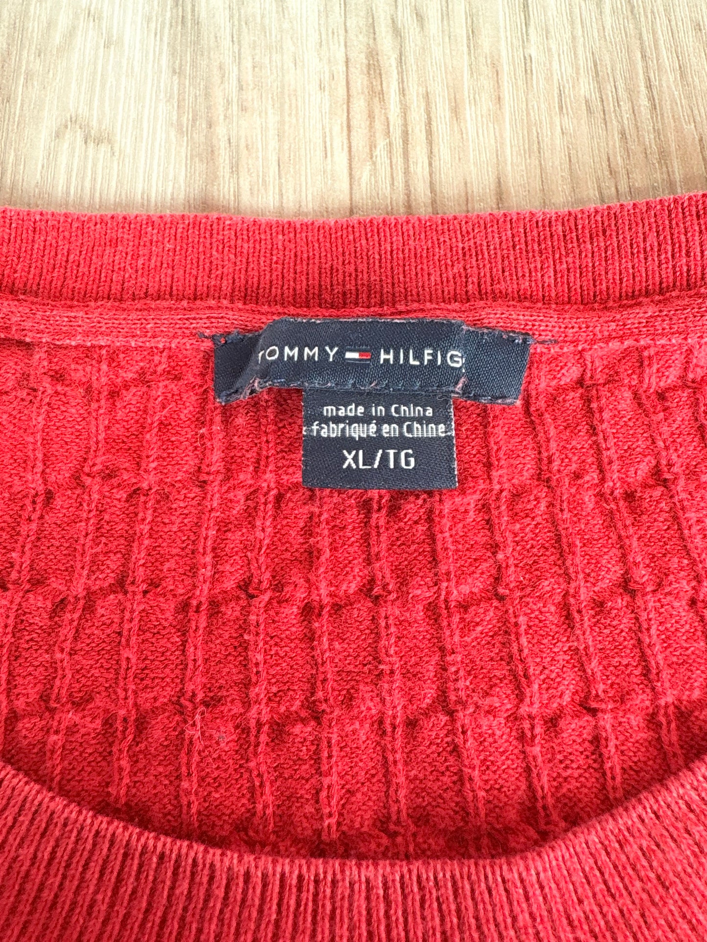 MAGLIONE TOMMY HILFIGER ROSSO CON TRAMA TESTURIZZATA