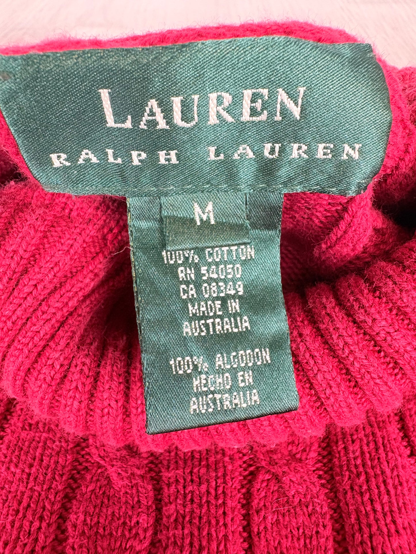 MAGLIONE RALPH LAUREN ROSSO A TRECCE CON STEMMA