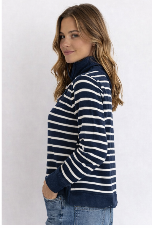 MAGLIONE LAUREN RALPH LAUREN BLU A RIGHE CON CHIUSURA TOGGLE