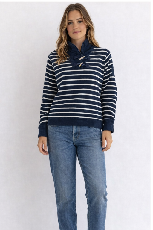 MAGLIONE LAUREN RALPH LAUREN BLU A RIGHE CON CHIUSURA TOGGLE