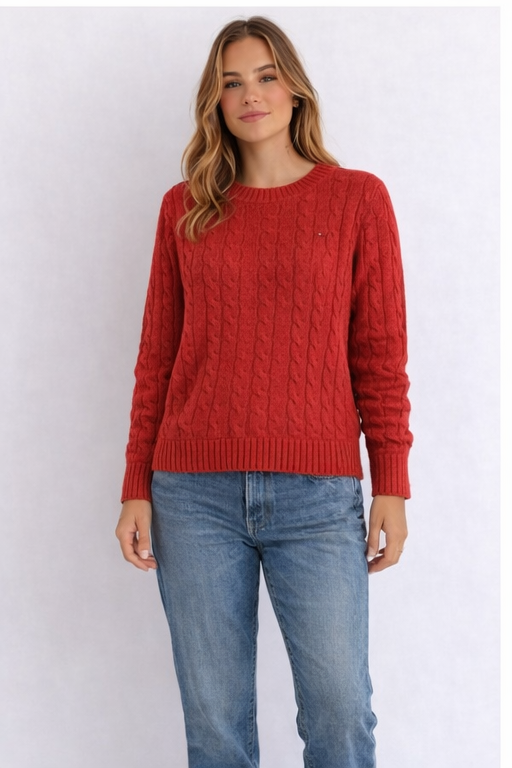 MAGLIONE TOMMY HILFIGER ROSSO A TRECCE